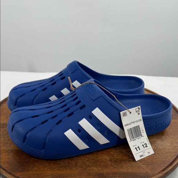 adidas Other - Adidas Clogs Mens 11 Wm 12 Adilette Blue White Slip On